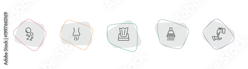 hygiene outline icon set. linear vector for ui, web and mobile. thin line bubble, body odour, tissues icons.