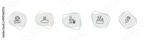 hygiene outline icon set. linear vector for ui, web and mobile. thin line sanitary, baby wipe, throw icons.