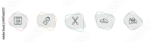 hygiene outline icon set. linear vector for ui, web and mobile. thin line dryer, epliator, cotton swabs icons.