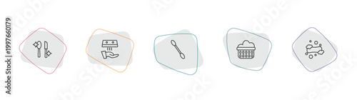 hygiene outline icon set. linear vector for ui, web and mobile. thin line food hygiene, hand dryer, cotton swab icons.