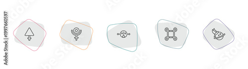 zodiac outline icon set. linear vector for ui, web and mobile. thin line sulphur, pluto, fortitude icons.
