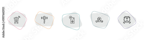smart home outline icon set. linear vector for ui, web and mobile. thin line smart trash, remote vehicle, remote icons.
