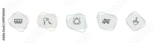 toys outline icon set. linear vector for ui, web and mobile. thin line shapes toy, skipping rope toy, spider toy icons.