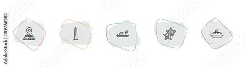 united states of america outline icon set. linear vector for ui, web and mobile. thin line pyramid, obelisk, roasted turkey icons.