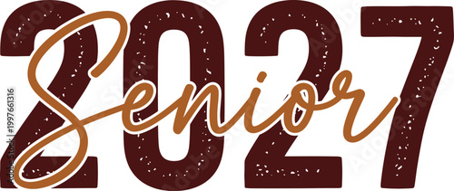 Class of 2027 senior graduation bold red and gold design for celebrating high school achievements