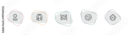 zodiac outline icon set. linear vector for ui, web and mobile. thin line lethargy, virgo, pisces icons.