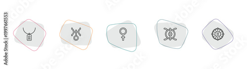 zodiac outline icon set. linear vector for ui, web and mobile. thin line silver, uranus, venus icons.