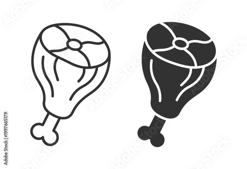 meat leg illustration vector set on transparent background