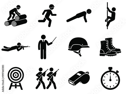 Black silhouette sports icons set