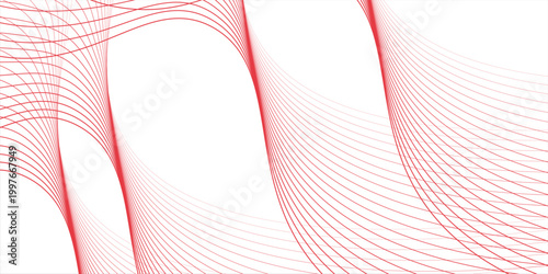 Red stripes on a white background. Creative line art. Red waves with lines. Curved wavy line, smooth stripe. eps10