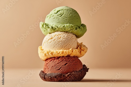 Pastel ice cream scoops stacked
