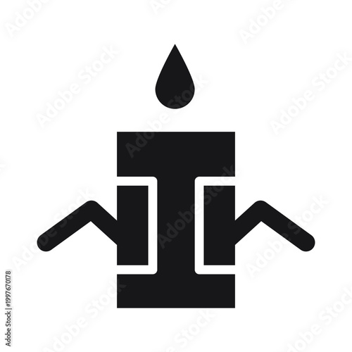 Drip bag coffee icon with drop, simple brewing symbol for packaging, grind guide and coffee preparation concept