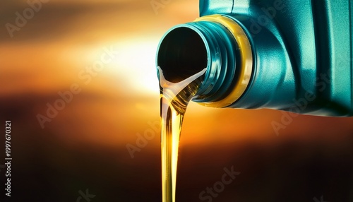 pouring oil lubricant from a bottle