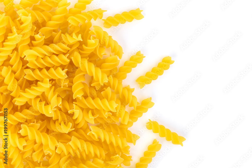 Obraz premium Pasta fusilli isolated on white background.