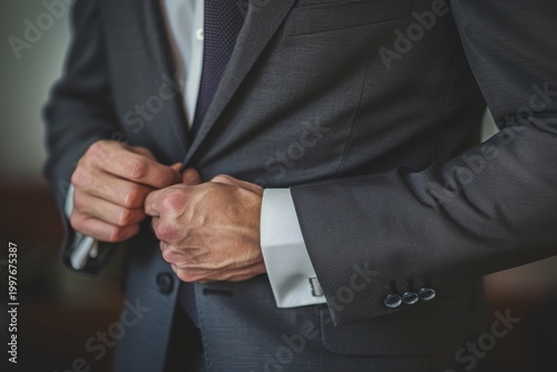 Businessman in black suit close-up