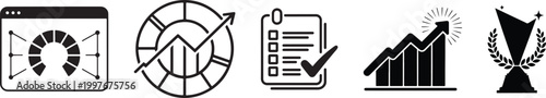 Business Silhouette Vector Icon Set – Modern Corporate Office, Finance, Marketing, Startup, Teamwork and Leadership Silhouette Symbols Collection, Professional Company and Management Icons Pack, Minim