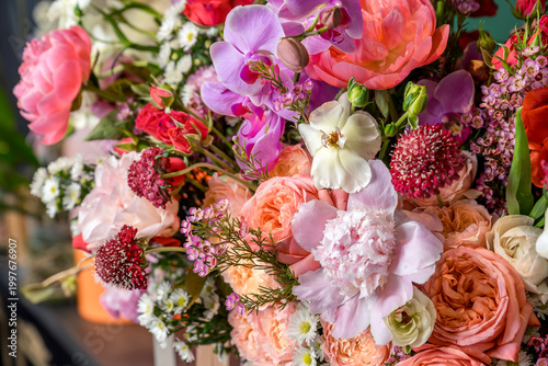 Photography Bright flowers arranged in a bouquet