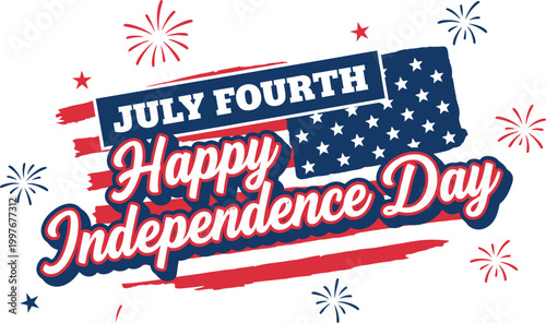 Festive fourth of july independence day graphic with fireworks and american flag