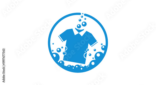 Laundry service logo with bubbles.