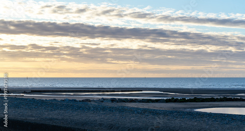 Konstfotografi Pilling and Preesall sands. View at lowtide sea in Lancashire, UK