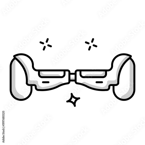 solid style icon depicting an electric hoverboard