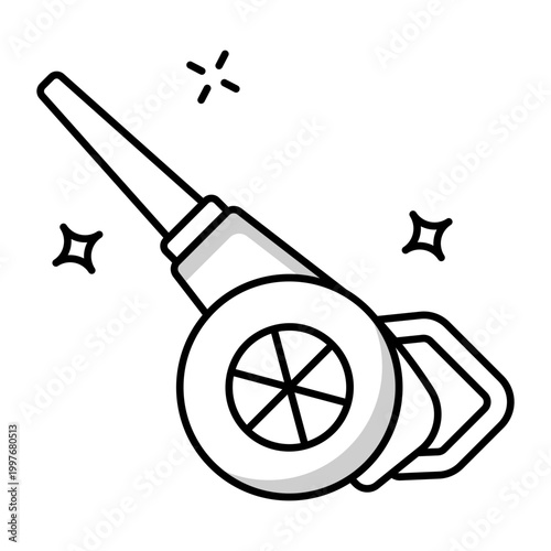 An outsolid icon depicting an air blower
