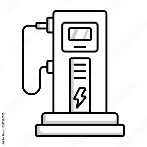 An outsolid icon depicting a charging station