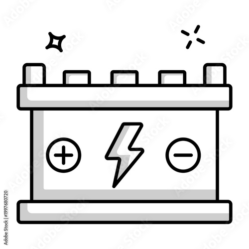 A solidar icon showing a car battery