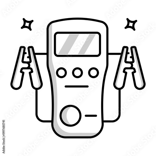 A solidar icon showing a battery tester