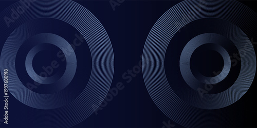 Abstract blue glowing geometric lines on dark blue background. Modern shiny blue circle lines pattern. Futuristic technology concept. Suit for cover, poster,