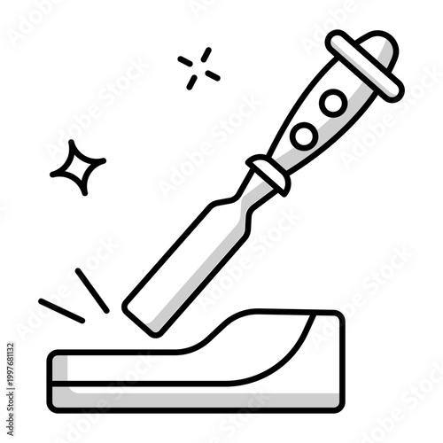 A solidar style icon of a chisel tool