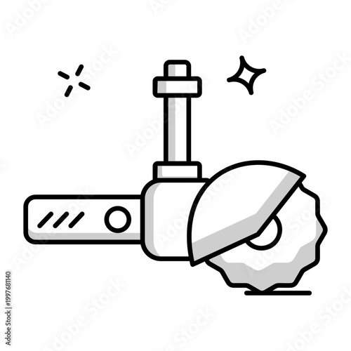 A solid style icon of an angle grinder
