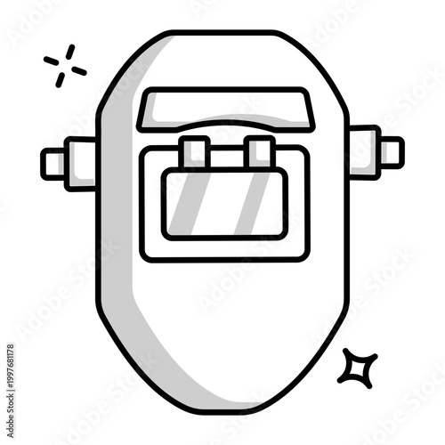 An outsolid style icon of a welding helmet