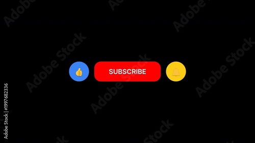 Subscribe Button with Like and Bell Alpha Channel Video