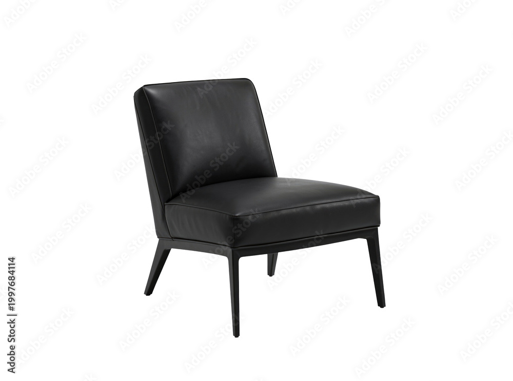 Obraz premium A single black leather chair on a clean white background