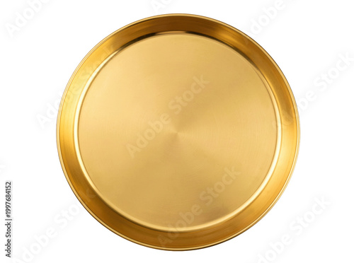 A gold plate featuring a circular design, great for use in decorative and luxury settings