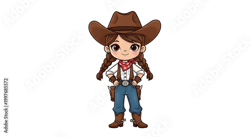 Illustration of a cute cowgirl on a white background