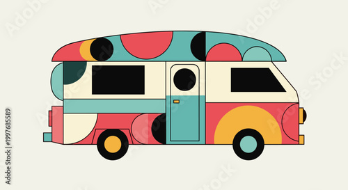 Retro Camper Van Illustration