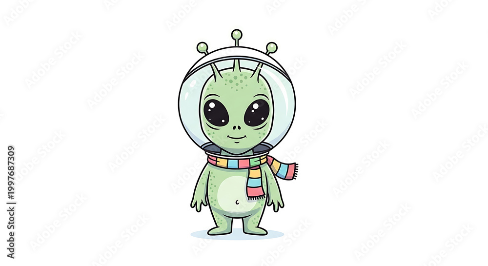 Obraz premium Illustration of a cute alien on a white background