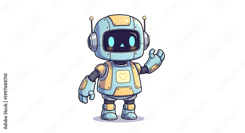 Obraz premium Illustration of a cute robot on a white background