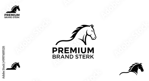 A minimalist black and white logo featuring a horse silhouette with the text "PREMIUM BRAND STERK" below it.