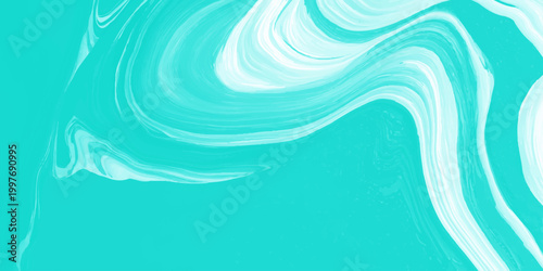 Abstract turquoise and white liquid marble texture. Fluid acrylic pour painting with teal swirls and wave patterns. acrylic pour art or ocean waves, offering a modern, clean, and refreshing aesthetic 