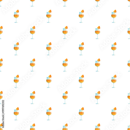 Orange cocktails with garnish repeating on a white background