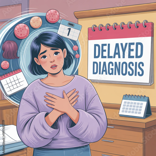 Woman with delayed diagnosis health concern.