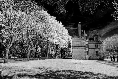 Infrared Black and White, Farm House on the Grounds at Palais de Fontainebleau