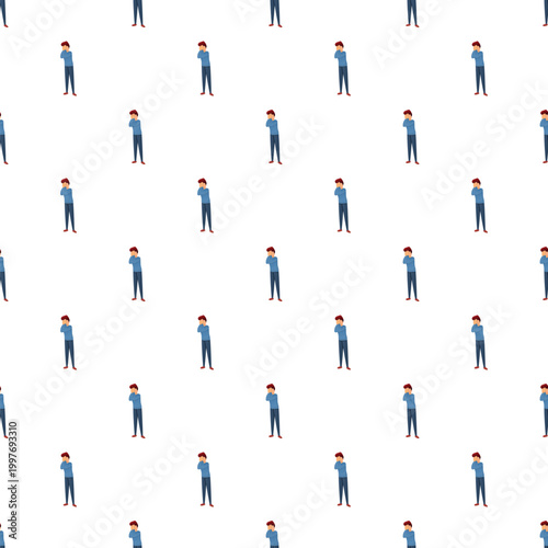 Man suffering from a toothache pain repeating as a seamless pattern