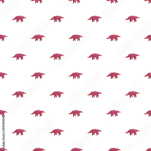 Pink ankylosaurus cartoon dinosaurs creating a repeating seamless animal pattern