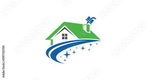 Eco friendly house with green roof.