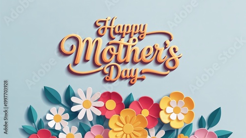 Happy Mothers Day card with floral design and handwritten greeting.