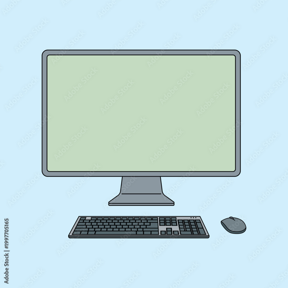 Fototapeta premium Modern desktop computer setup with blank screen on light background